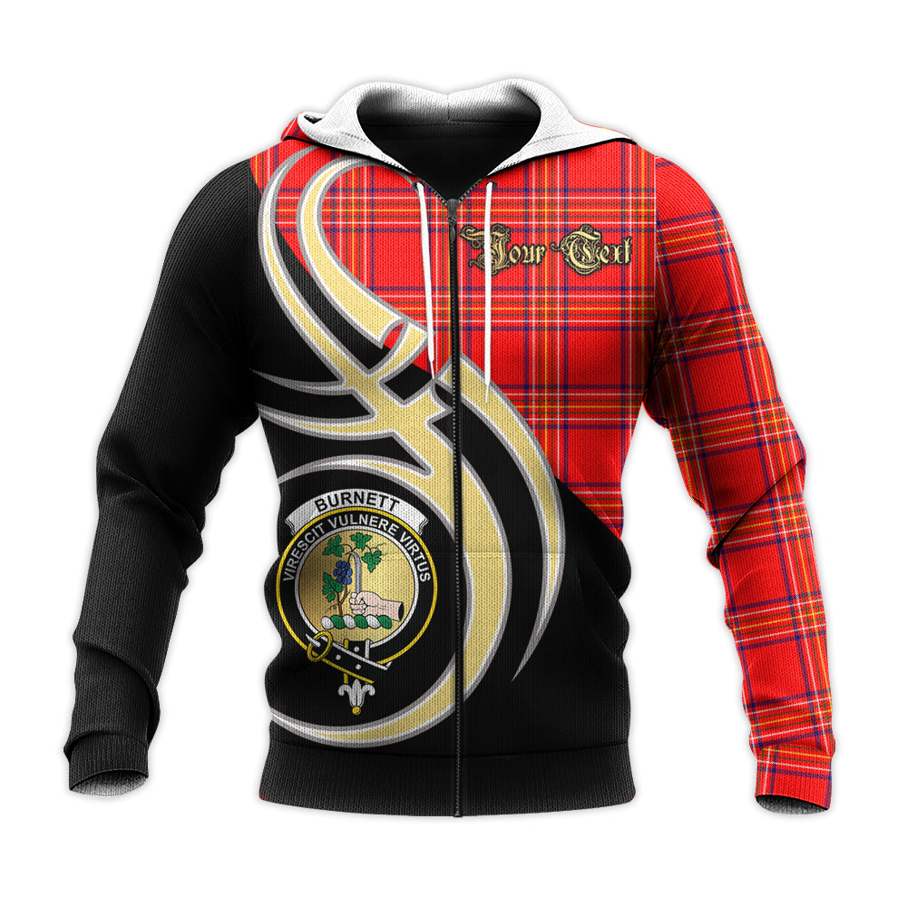 Printivon Burnett Modern Clan Believe In Me Crest Tartan Knitted Hoodie Custom Your Text