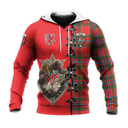 Printivon Butter Tartan Hoodie Lion Rampant And Celtic Thistle Style