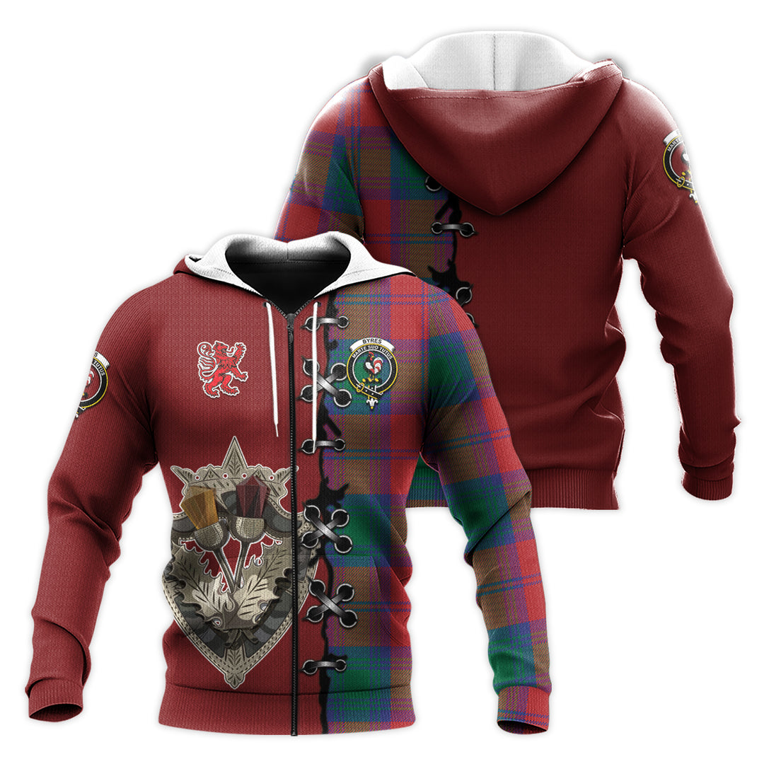 Printivon Byres Byses Tartan Hoodie Lion Rampant And Celtic Thistle Style