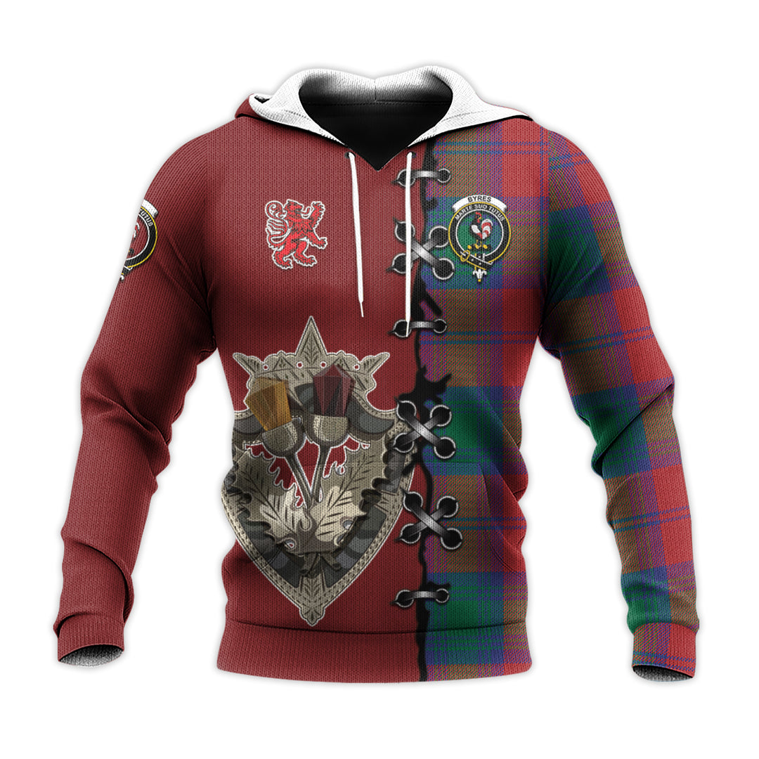 Printivon Byres Byses Tartan Hoodie Lion Rampant And Celtic Thistle Style