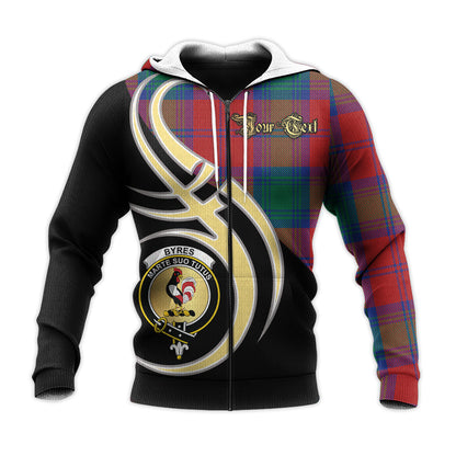 Printivon Byres Byses Clan Believe In Me Crest Tartan Knitted Hoodie Custom Your Text