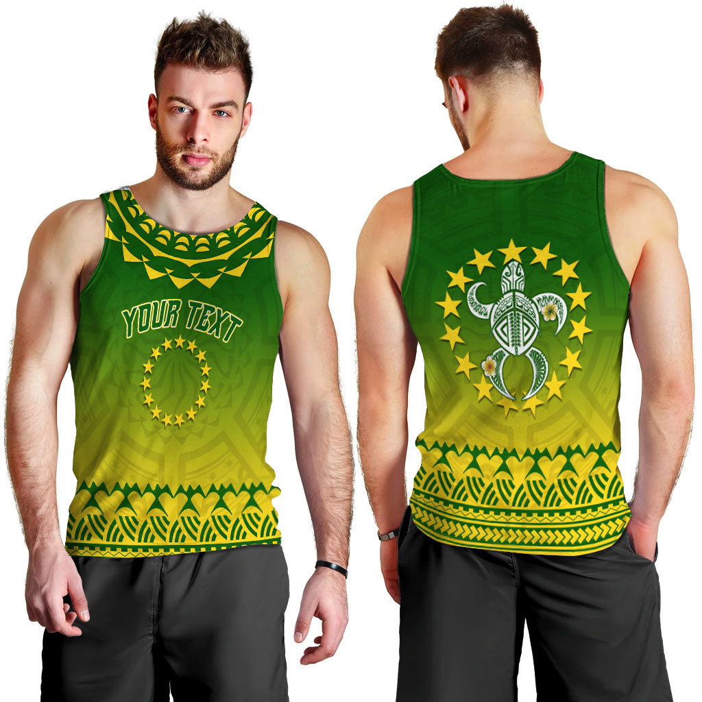 Custom Personalised Cook Islands Turtle With Tribal Men Tank Top