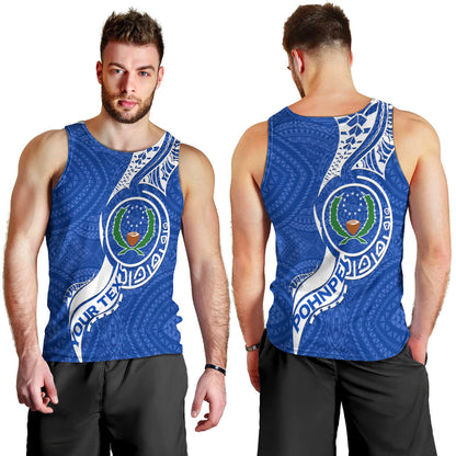 Custom Personalised Pohnpei Men Tank Top Micronesia Pride Blue
