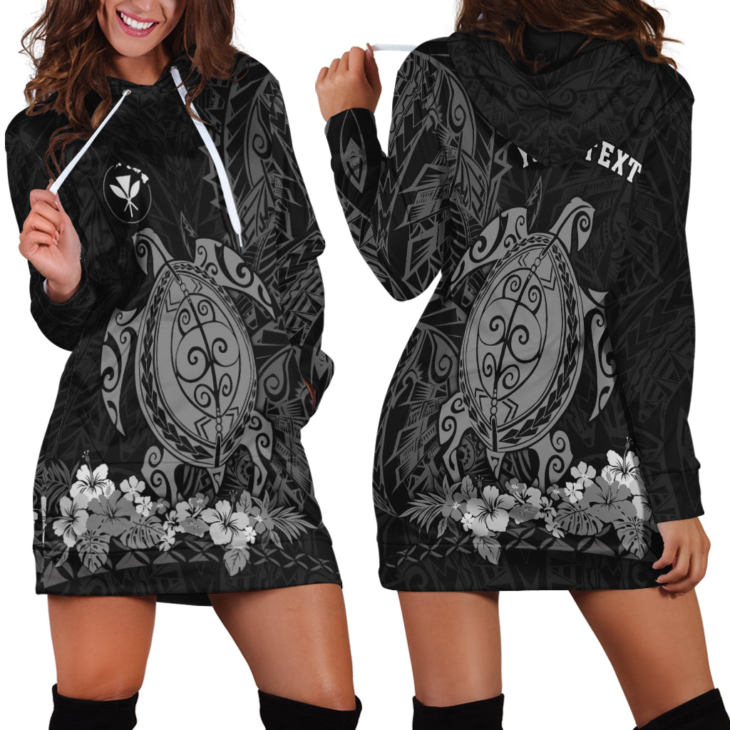 Custom Personalised Hawaii Polynesian Hoodie Dress Gray Sea Turtles Hawaiian