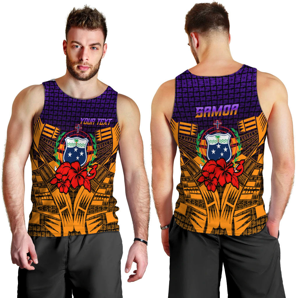 Custom Personalised Samoa Men Tank Top Hibiscus With Tribal