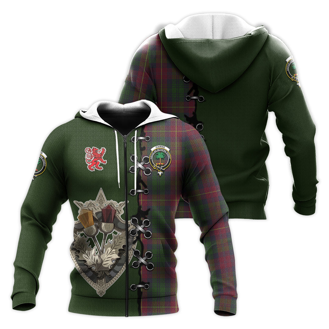 Printivon Cairns Tartan Hoodie Lion Rampant And Celtic Thistle Style