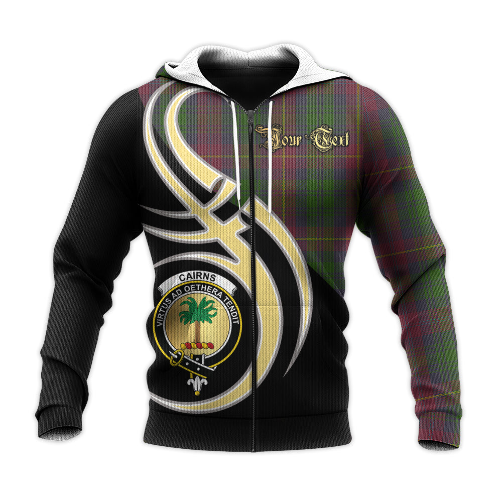 Printivon Cairns Clan Believe In Me Crest Tartan Knitted Hoodie Custom Your Text