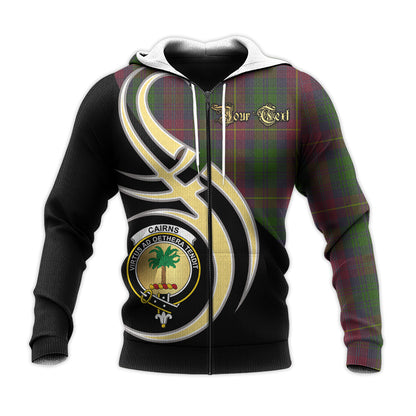 Printivon Cairns Clan Believe In Me Crest Tartan Knitted Hoodie Custom Your Text