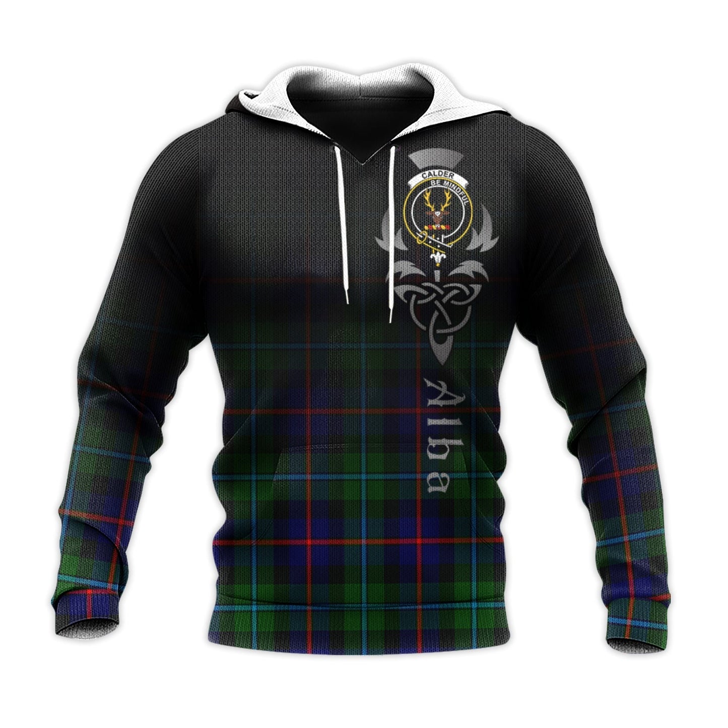 Printivon Calder Modern Tartan Crest Alba Celtic Hoodie