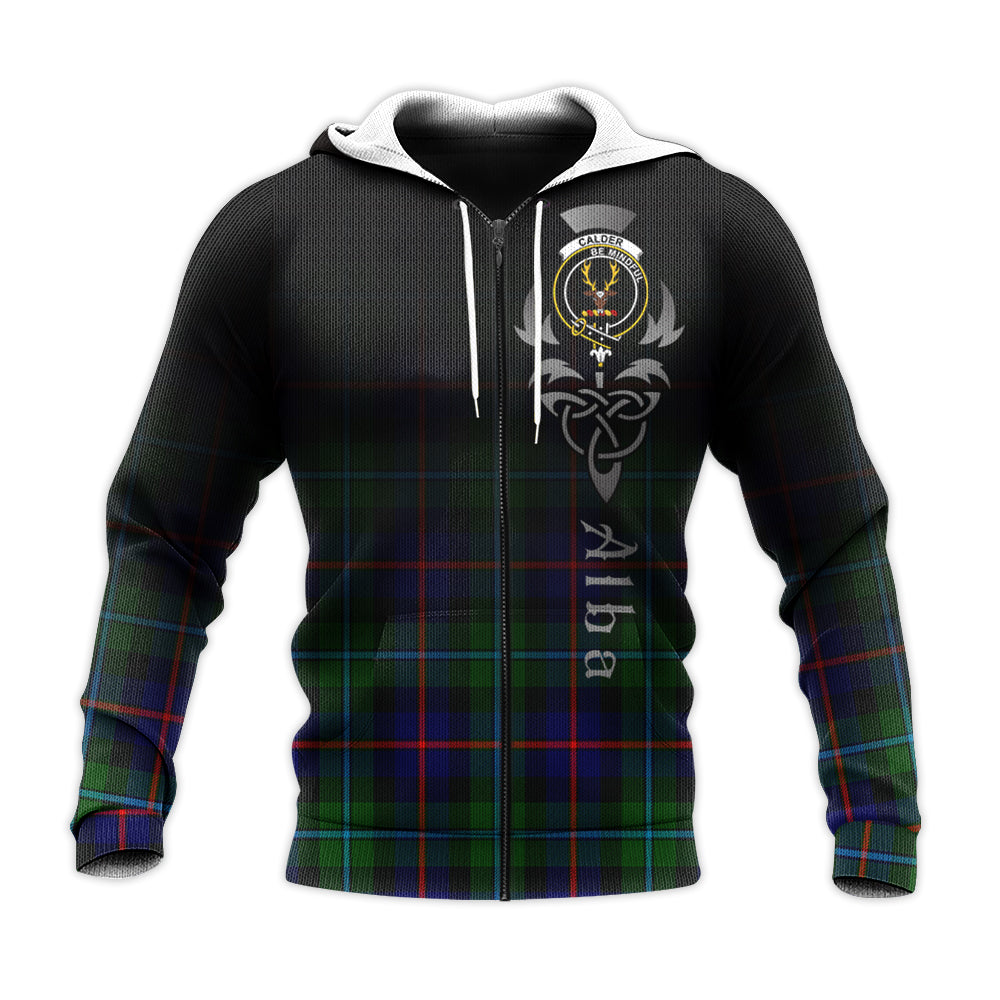 Printivon Calder Modern Tartan Crest Alba Celtic Hoodie