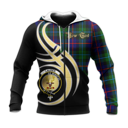 Printivon Calder Modern Clan Believe In Me Crest Tartan Knitted Hoodie Custom Your Text