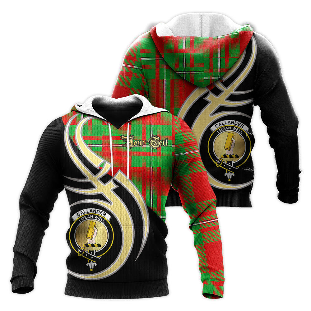 Printivon Callander Modern Clan Believe In Me Crest Tartan Knitted Hoodie Custom Your Text