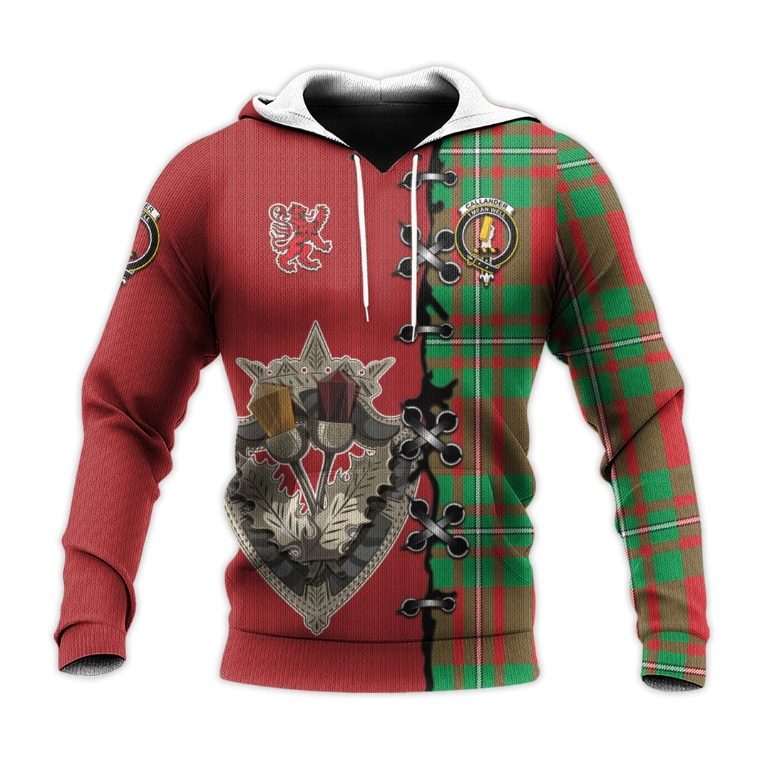 Printivon Callander Modern Tartan Hoodie Lion Rampant And Celtic Thistle Style