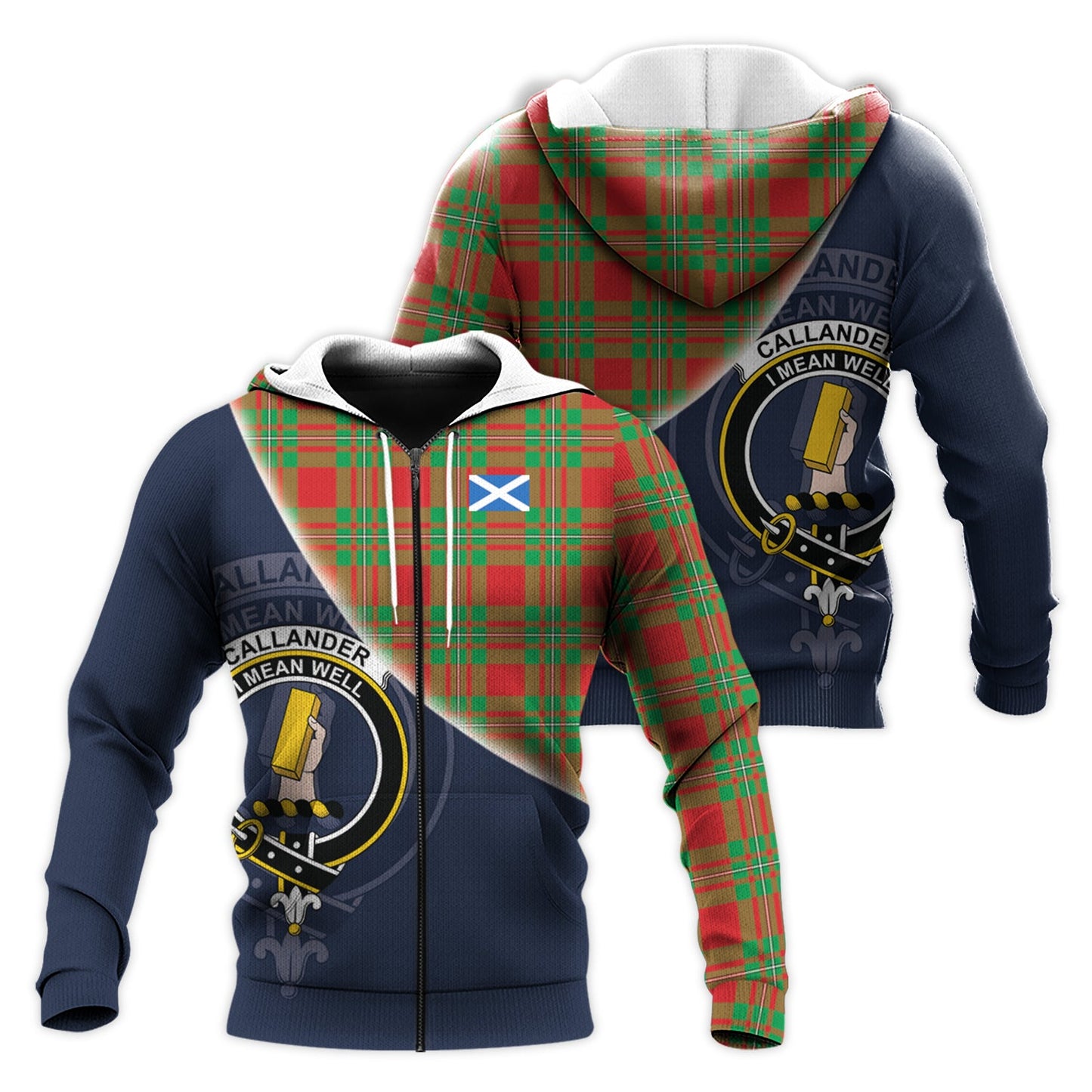 Printivon Callander Modern Tartan Scottish Crest Hoodie