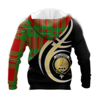 Printivon Callander Modern Clan Believe In Me Crest Tartan Knitted Hoodie Custom Your Text