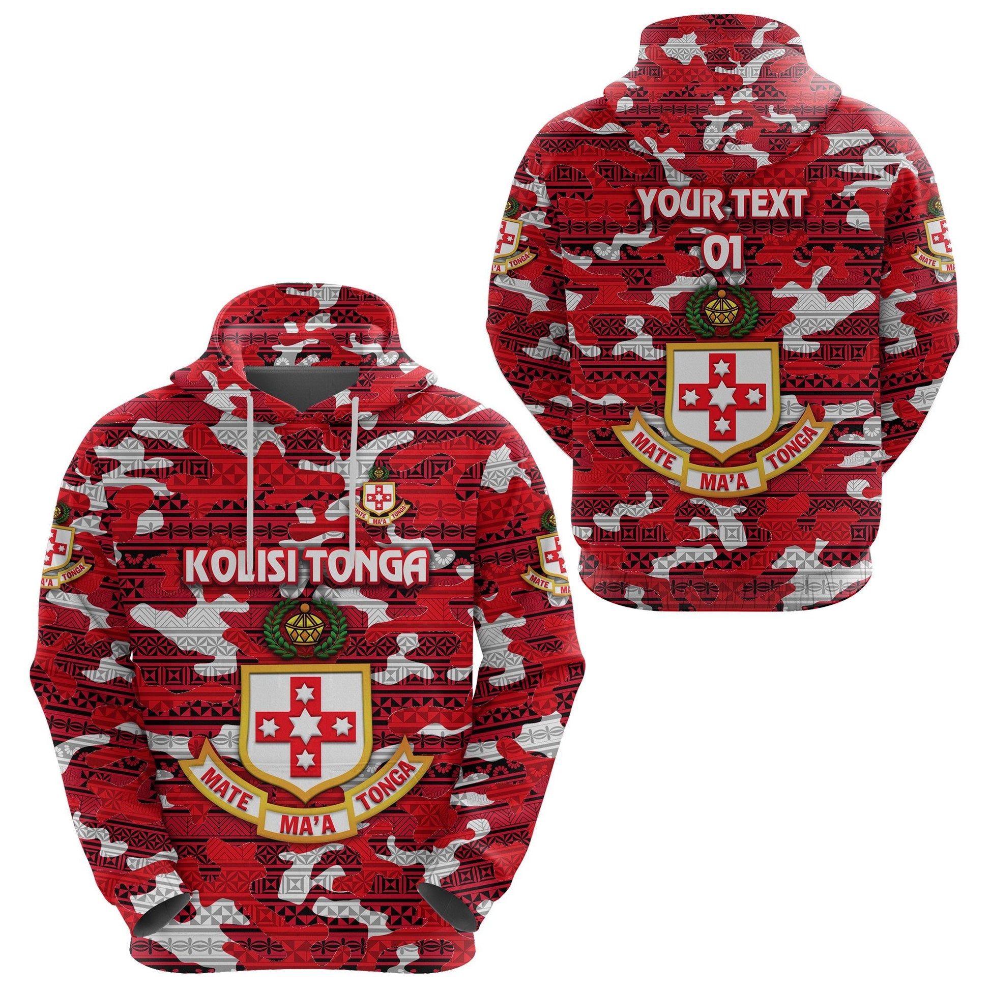 Custom Text Kolisi Tonga Hoodie Mate Ma'a Tonga Camouflage Vibes Original Personalised Tonga Red Hoodie
