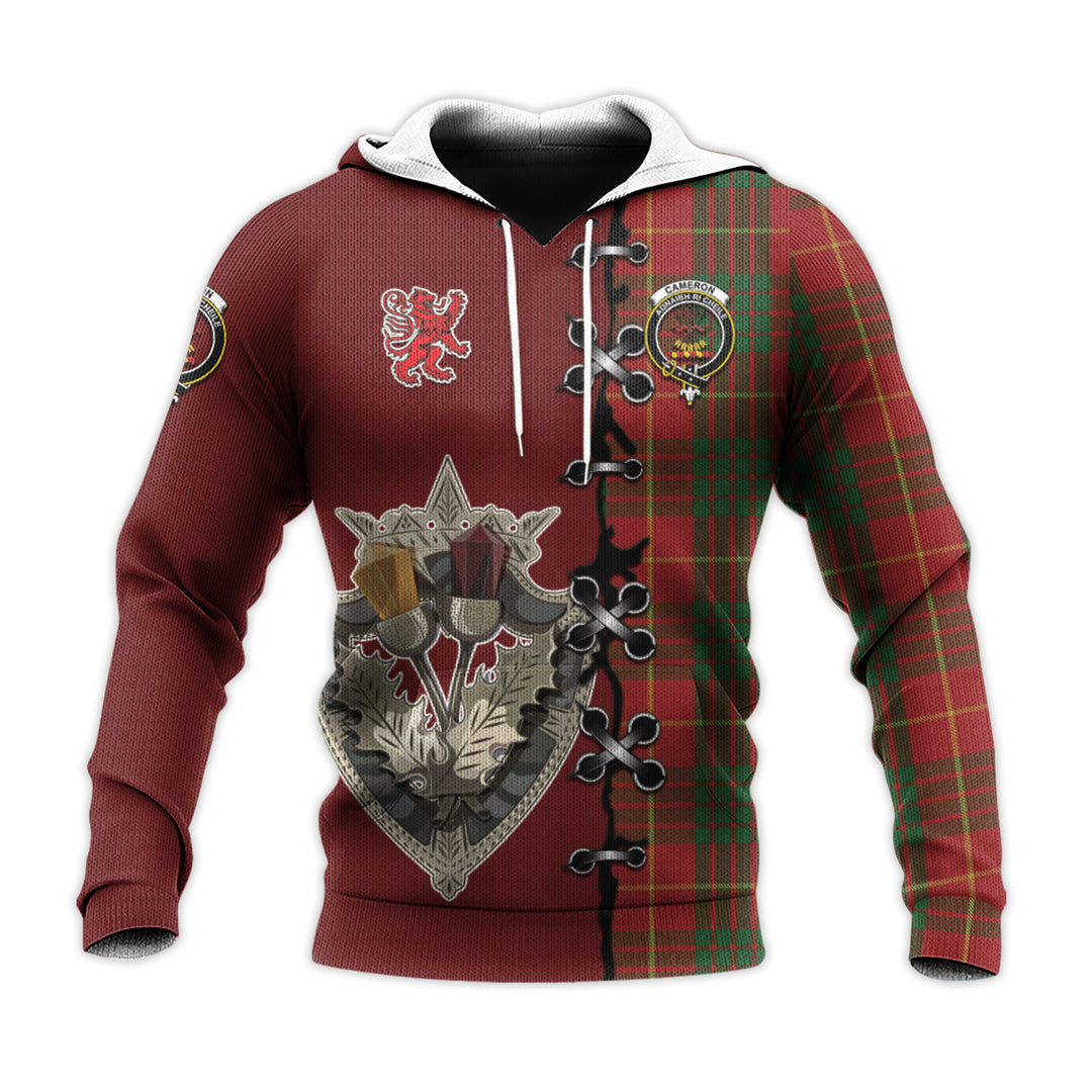 Printivon Cameron Tartan Hoodie Lion Rampant And Celtic Thistle Style