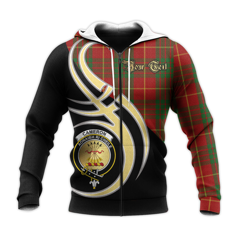 Printivon Cameron Clan Believe In Me Crest Tartan Knitted Hoodie Custom Your Text