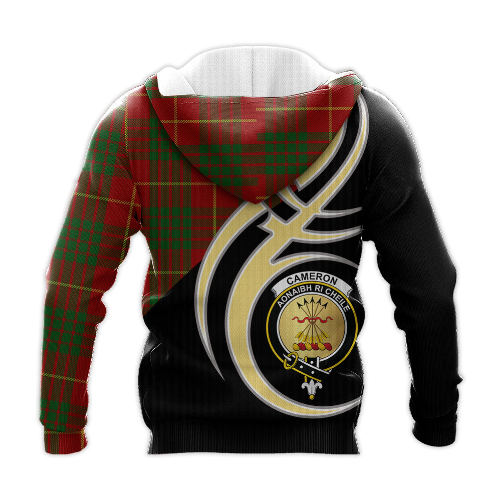 Printivon Cameron Clan Believe In Me Crest Tartan Knitted Hoodie Custom Your Text