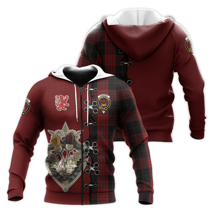 Printivon Cameron Black And Red Tartan Hoodie Lion Rampant And Celtic Thistle Style