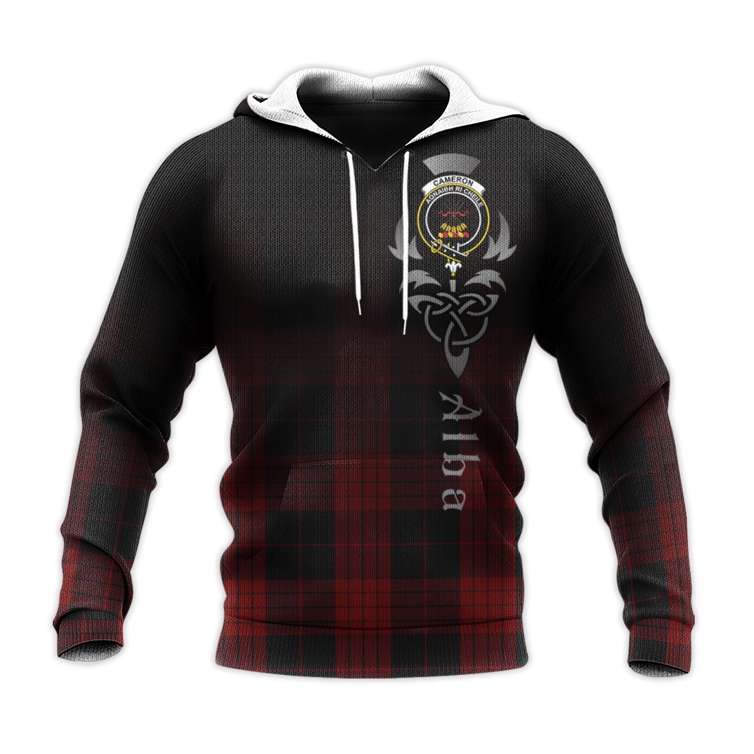 Printivon Cameron Black And Red Tartan Crest Alba Celtic Hoodie