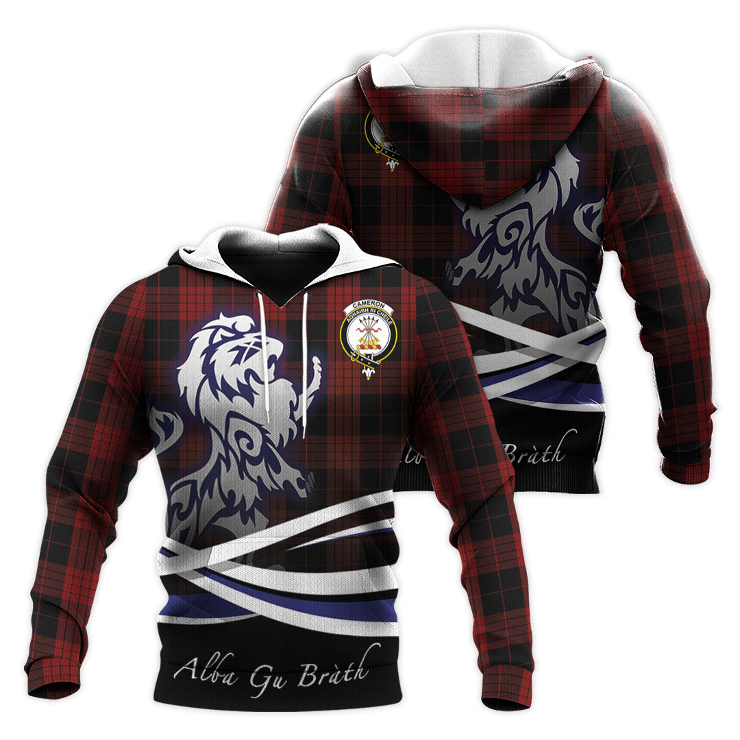 Printivon Cameron Black And Red Tartan Scottish Lion Hoodie