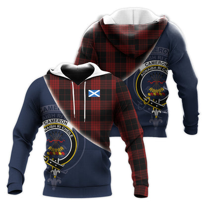 Printivon Cameron Black And Red Tartan Scottish Crest Hoodie