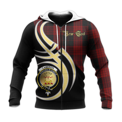 Printivon Cameron Black And Red Clan Believe In Me Crest Tartan Knitted Hoodie Custom Your Text
