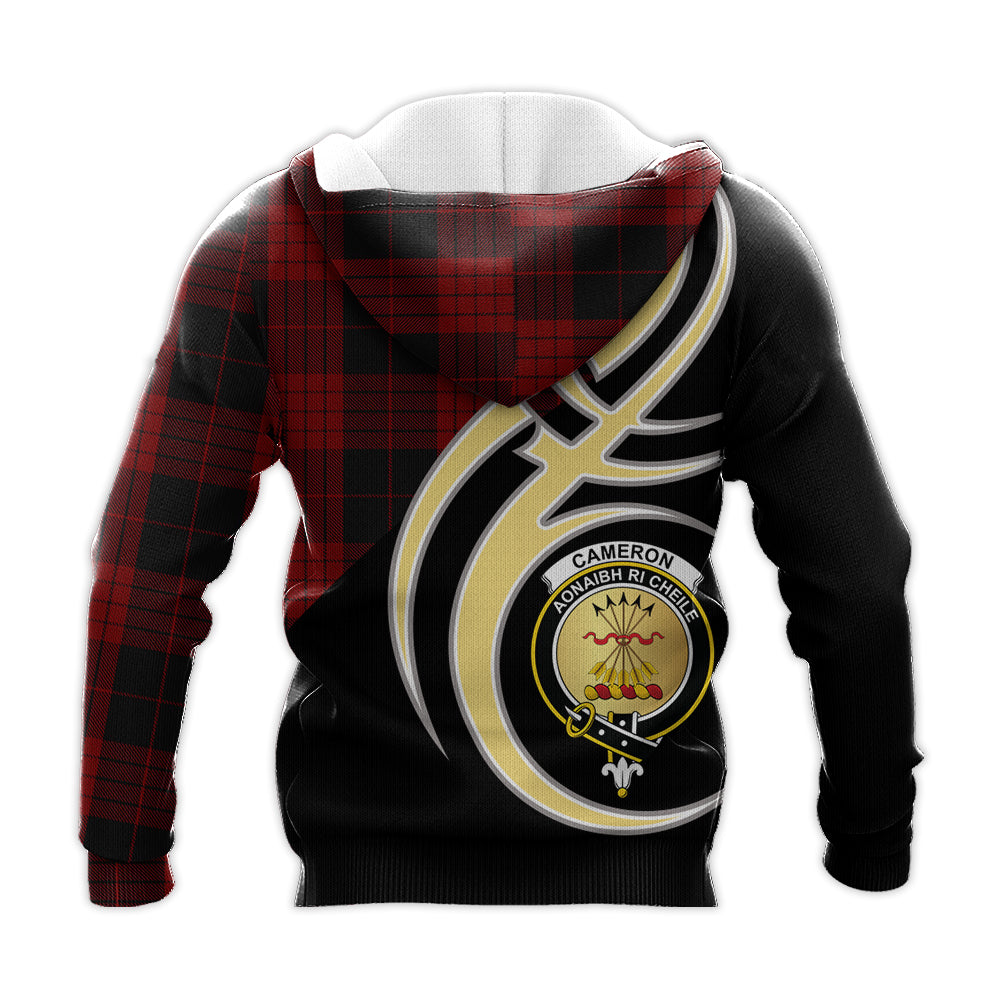 Printivon Cameron Black And Red Clan Believe In Me Crest Tartan Knitted Hoodie Custom Your Text
