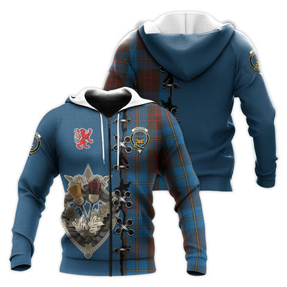 Printivon Cameron Hunting Tartan Hoodie Lion Rampant And Celtic Thistle Style