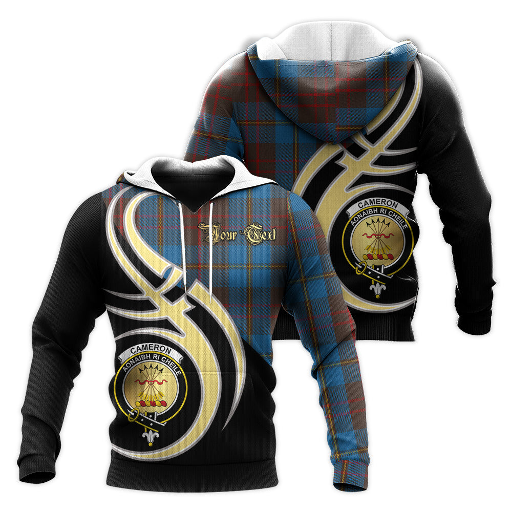 Printivon Cameron Hunting Clan Believe In Me Crest Tartan Knitted Hoodie Custom Your Text