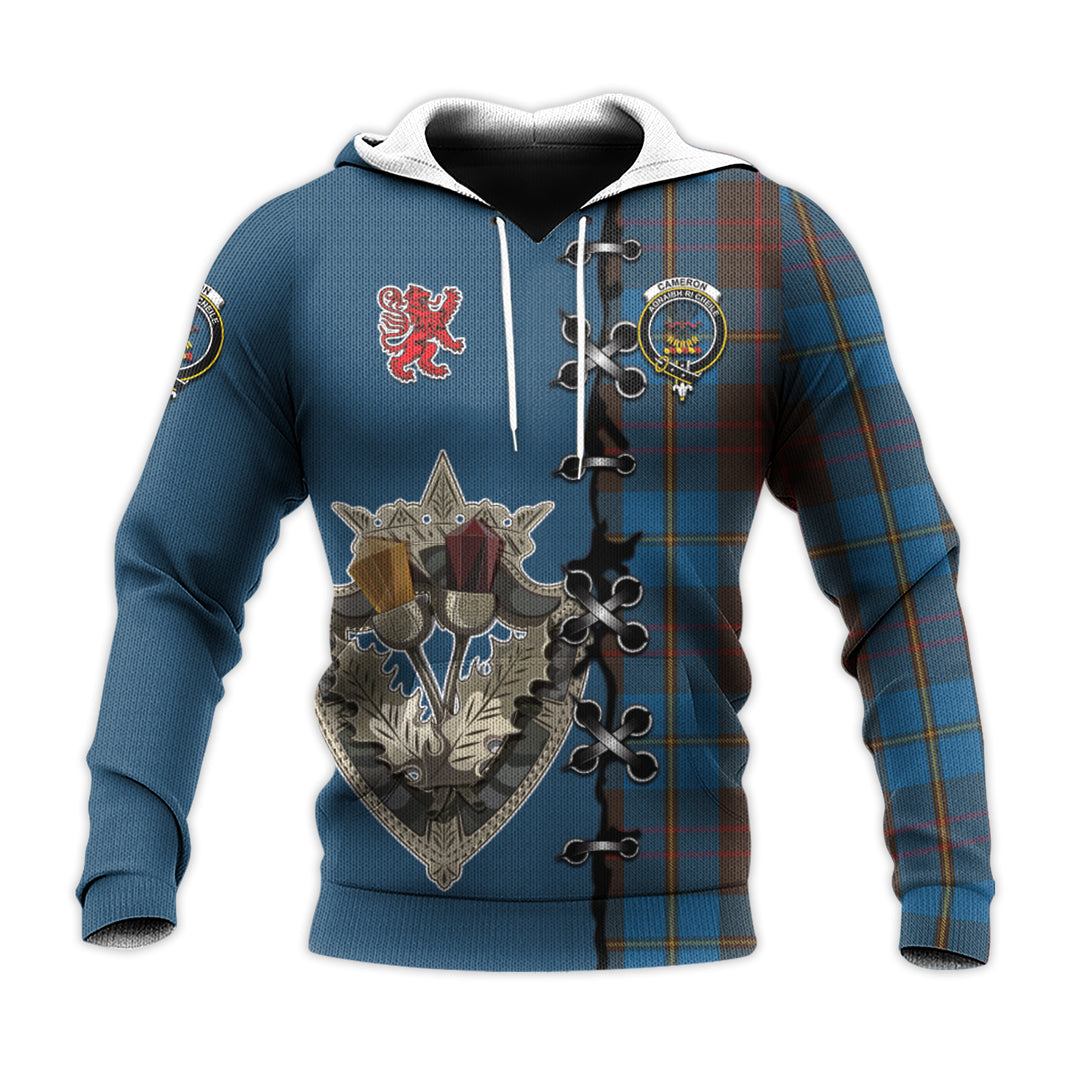 Printivon Cameron Hunting Tartan Hoodie Lion Rampant And Celtic Thistle Style
