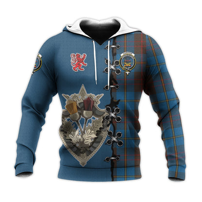 Printivon Cameron Hunting Tartan Hoodie Lion Rampant And Celtic Thistle Style