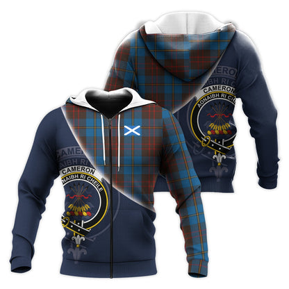 Printivon Cameron Hunting Tartan Scottish Crest Hoodie