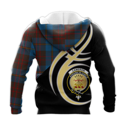 Printivon Cameron Hunting Clan Believe In Me Crest Tartan Knitted Hoodie Custom Your Text