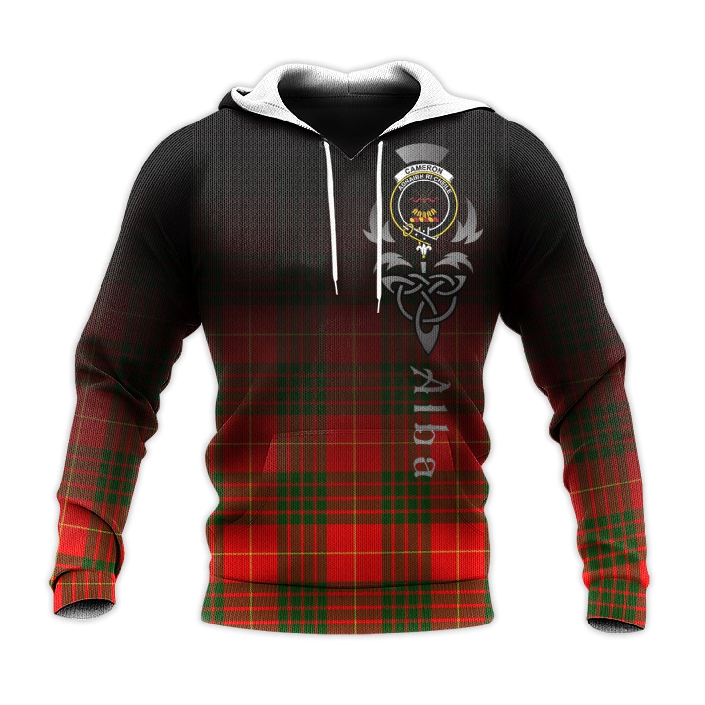Printivon Cameron Modern Tartan Crest Alba Celtic Hoodie