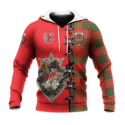 Printivon Cameron Modern Tartan Hoodie Lion Rampant And Celtic Thistle Style