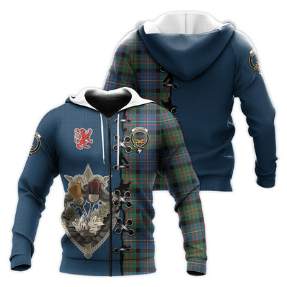 Printivon Cameron Of Erracht Ancient Tartan Hoodie Lion Rampant And Celtic Thistle Style
