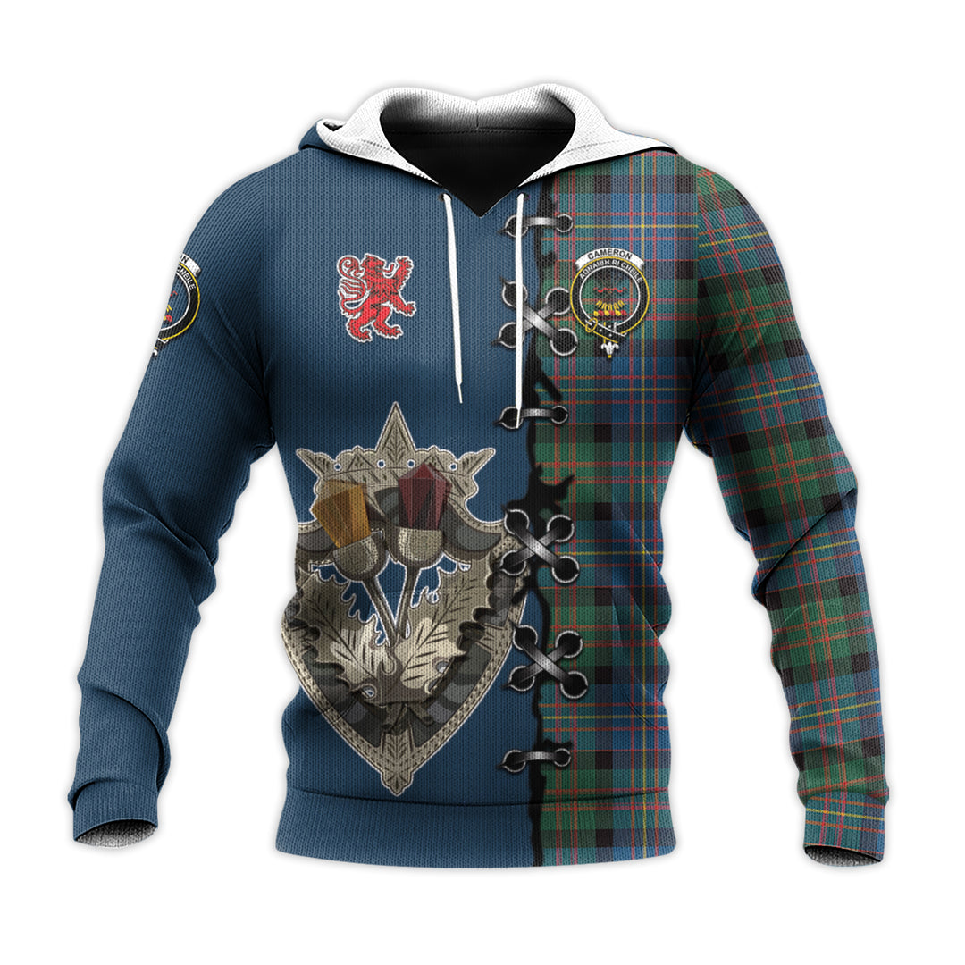 Printivon Cameron Of Erracht Ancient Tartan Hoodie Lion Rampant And Celtic Thistle Style