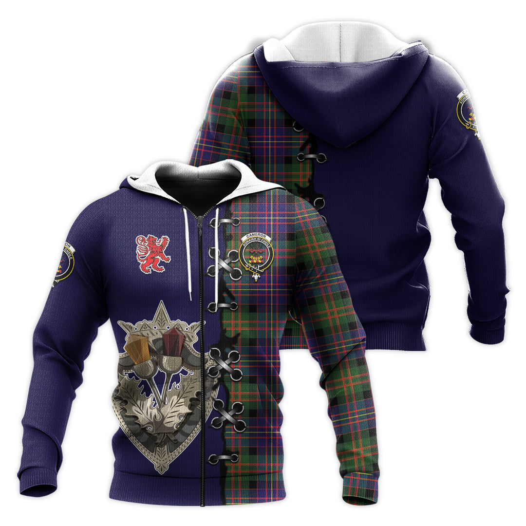 Printivon Cameron Of Erracht Modern Tartan Hoodie Lion Rampant And Celtic Thistle Style