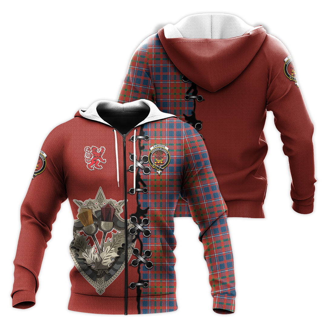 Printivon Cameron Of Lochiel Ancient Tartan Hoodie Lion Rampant And Celtic Thistle Style