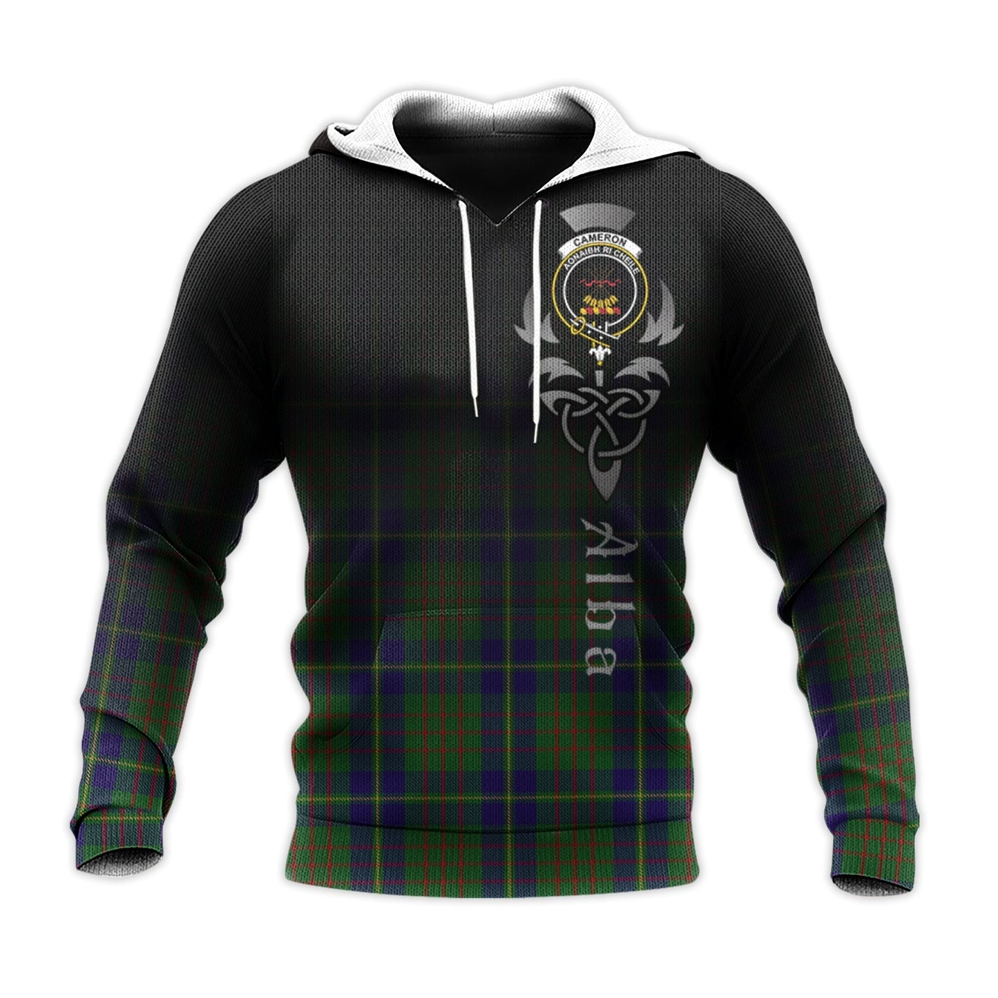 Printivon Cameron Of Lochiel Hunting Tartan Crest Alba Celtic Hoodie
