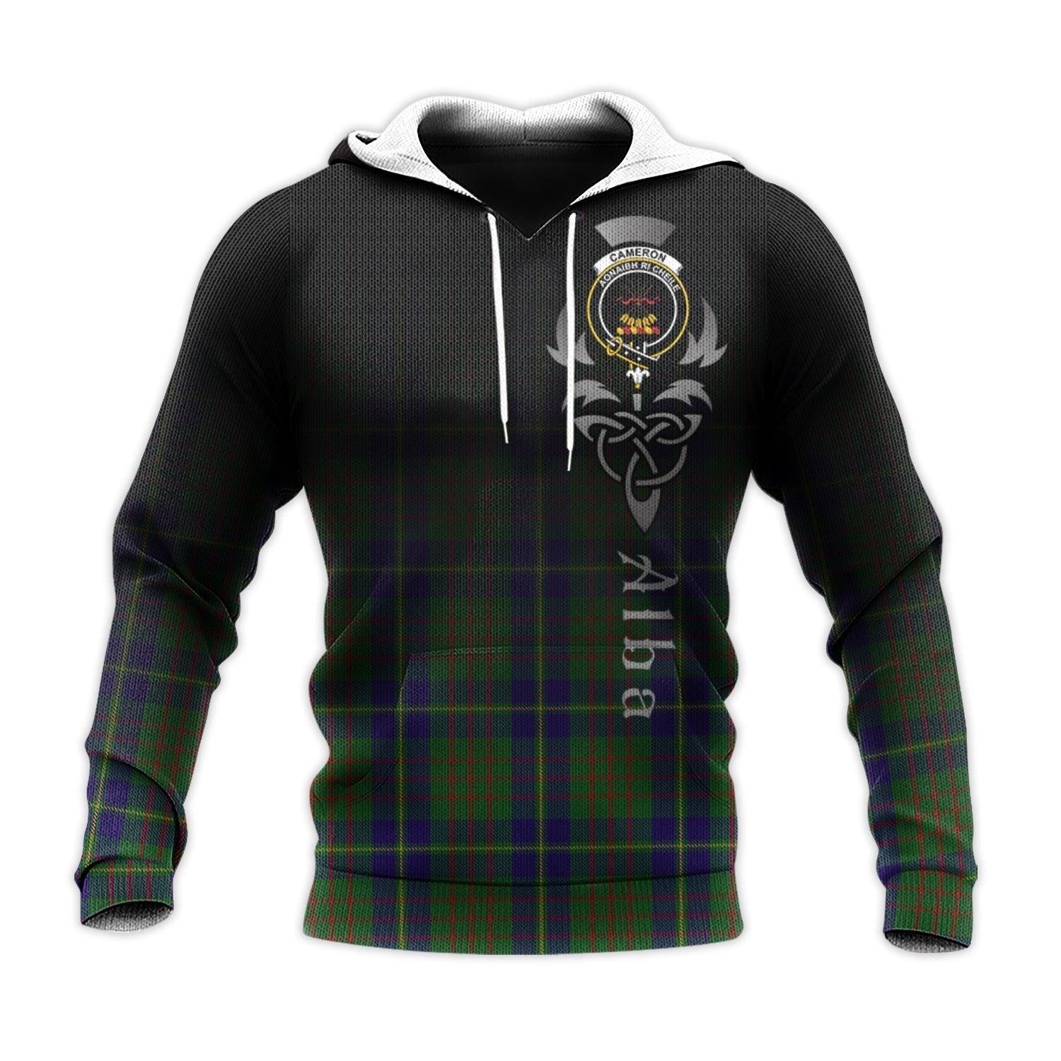 Printivon Cameron Of Lochiel Hunting Tartan Crest Alba Celtic Hoodie