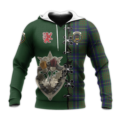 Printivon Cameron Of Lochiel Hunting Tartan Hoodie Lion Rampant And Celtic Thistle Style