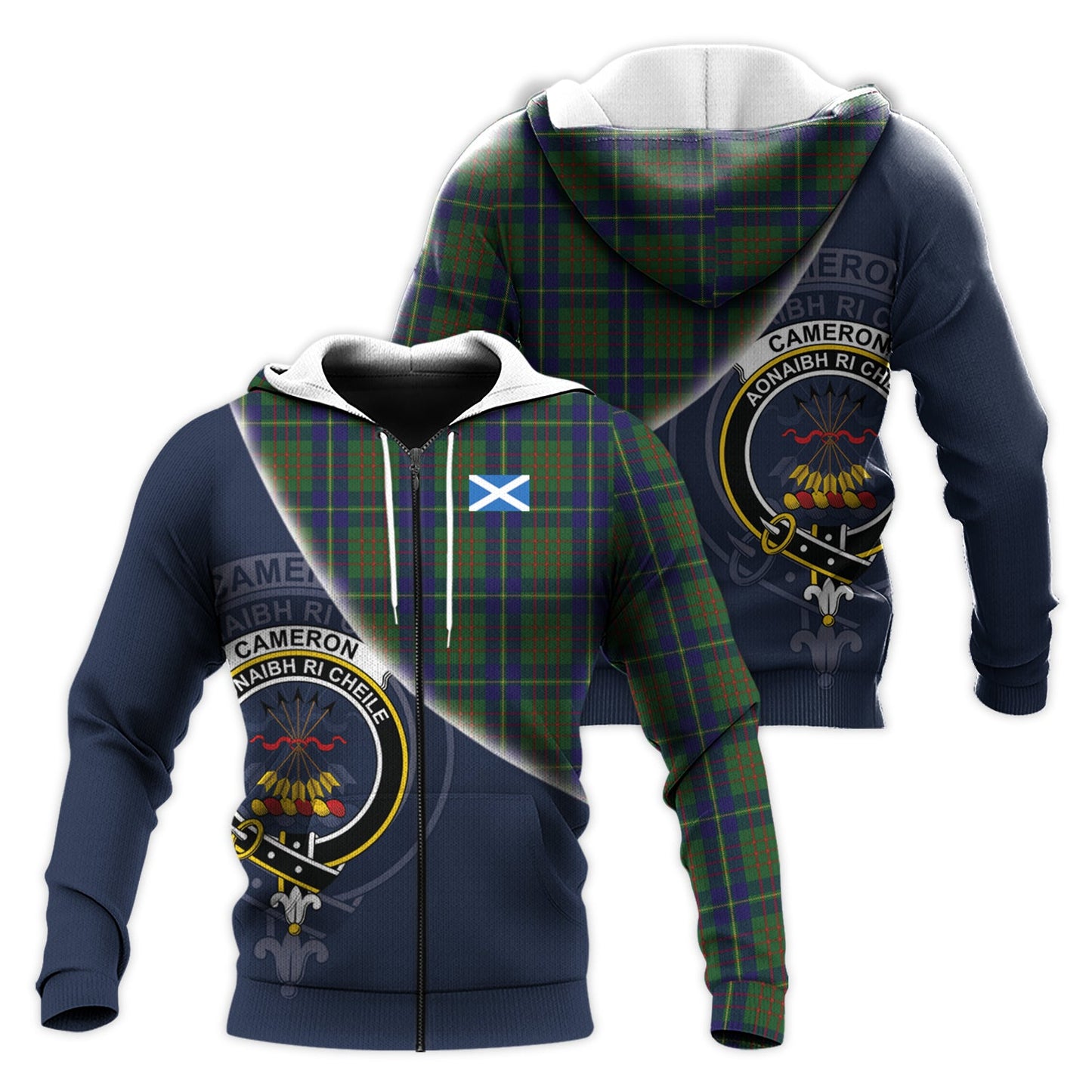 Printivon Cameron Of Lochiel Hunting Tartan Scottish Crest Hoodie
