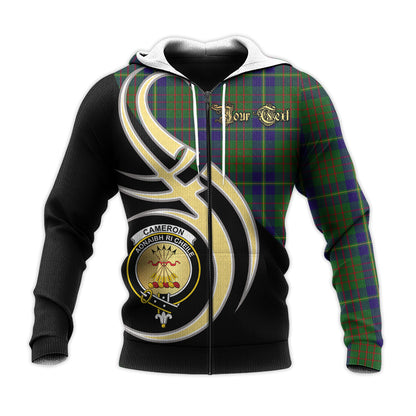 Printivon Cameron Of Lochiel Hunting Clan Believe In Me Crest Tartan Knitted Hoodie Custom Your Text