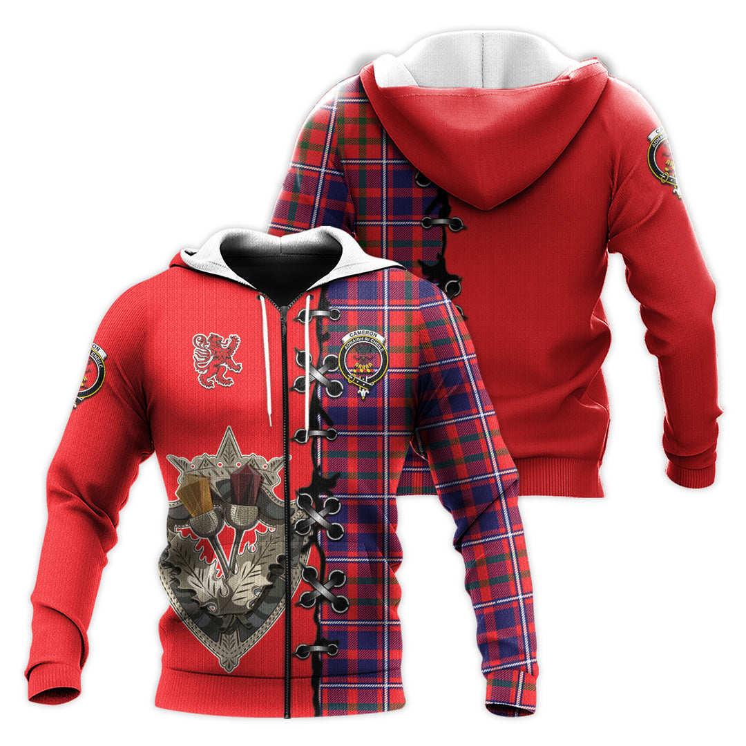 Printivon Cameron Of Lochiel Modern Tartan Hoodie Lion Rampant And Celtic Thistle Style