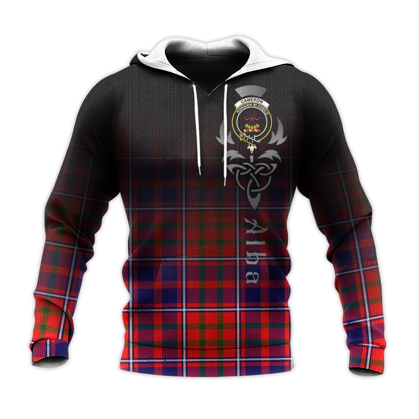 Printivon Cameron Of Lochiel Modern Tartan Crest Alba Celtic Hoodie