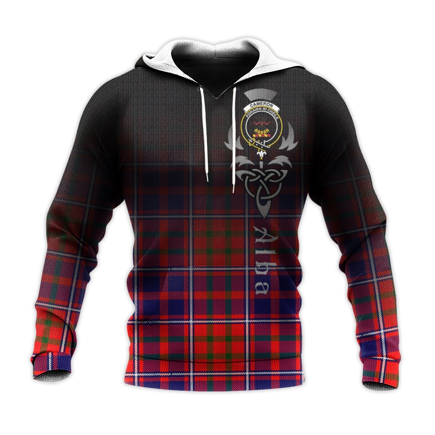 Printivon Cameron Of Lochiel Modern Tartan Crest Alba Celtic Hoodie