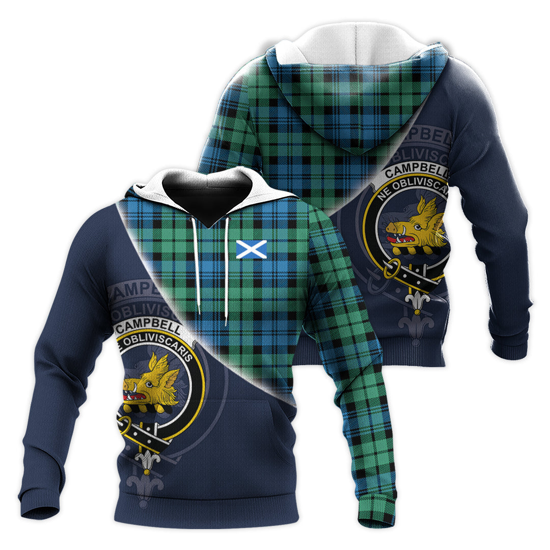Printivon Campbell Ancient 01 Tartan Scottish Crest Hoodie